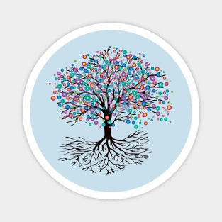 Tree of life rainbow flowers Magnet